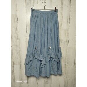 Malco Modes Women's Small Chambray Ruffled Skirt